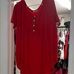 Zenana  Red Button Blouse — GENTLY USED!